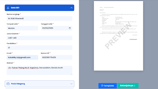cara buat surat permohonan magang kerja dengan generator surat otomatis