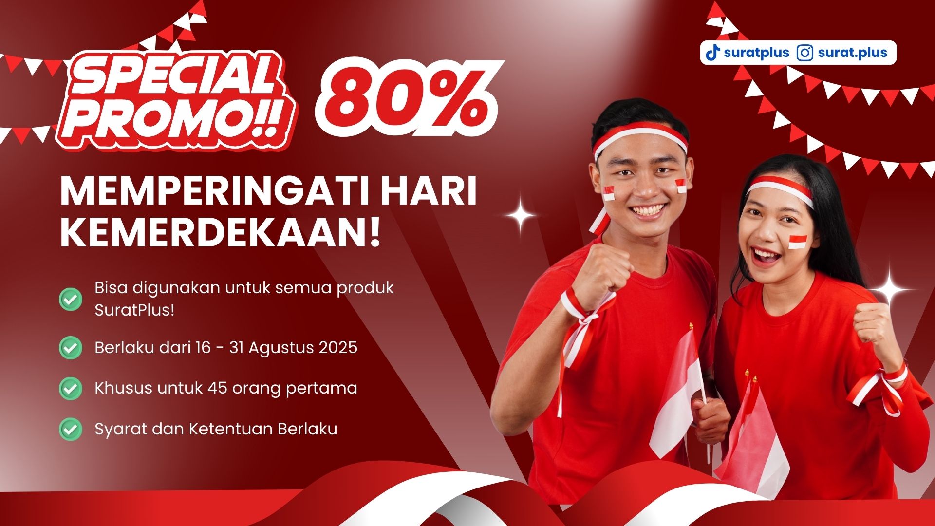 Promo Kemerdekaan: Nikmati Diskon Semua Produk SuratPlus Hingga 80%